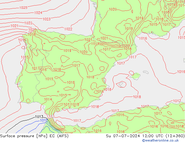 Presión superficial EC (AIFS) dom 07.07.2024 12 UTC