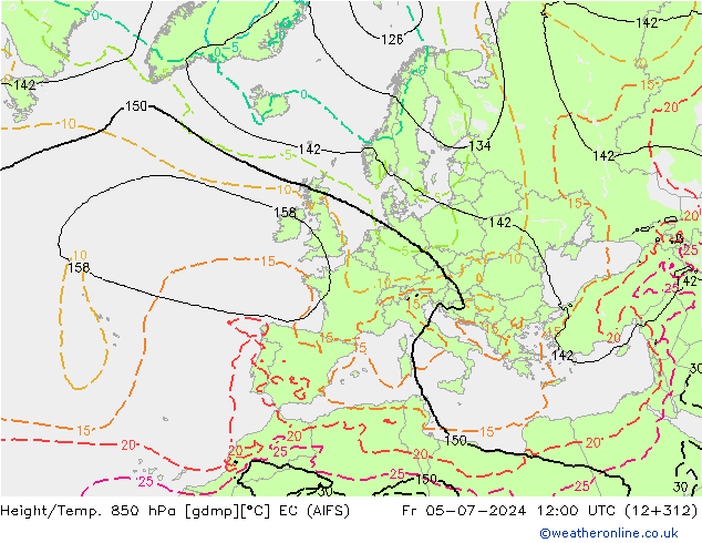Height/Temp. 850 hPa EC (AIFS)  05.07.2024 12 UTC