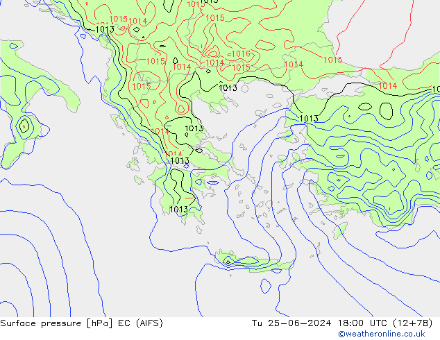 ciśnienie EC (AIFS) wto. 25.06.2024 18 UTC