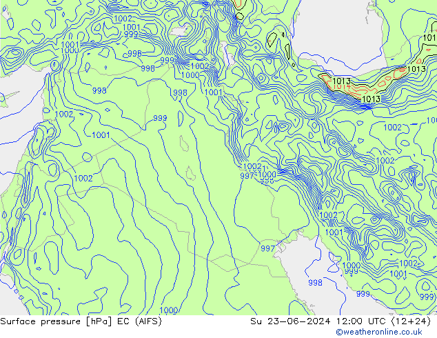 Yer basıncı EC (AIFS) Paz 23.06.2024 12 UTC