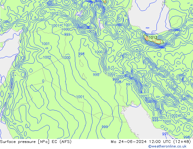 Yer basıncı EC (AIFS) Pzt 24.06.2024 12 UTC