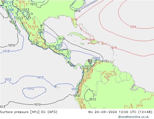 Pressione al suolo EC (AIFS) lun 24.06.2024 12 UTC