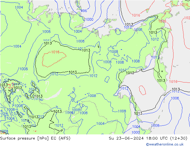 Surface pressure EC (AIFS) Su 23.06.2024 18 UTC