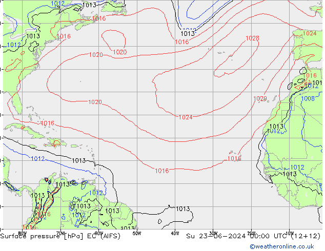 Surface pressure EC (AIFS) Su 23.06.2024 00 UTC