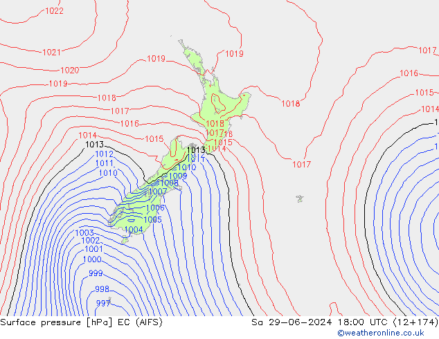 Surface pressure EC (AIFS) Sa 29.06.2024 18 UTC