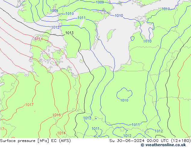 Surface pressure EC (AIFS) Su 30.06.2024 00 UTC