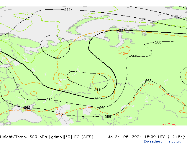 Height/Temp. 500 hPa EC (AIFS) Po 24.06.2024 18 UTC