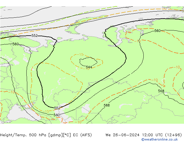 Height/Temp. 500 hPa EC (AIFS)  26.06.2024 12 UTC