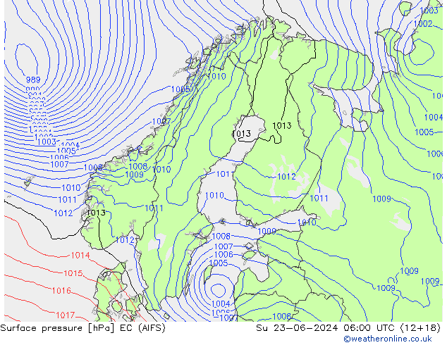 pression de l'air EC (AIFS) dim 23.06.2024 06 UTC