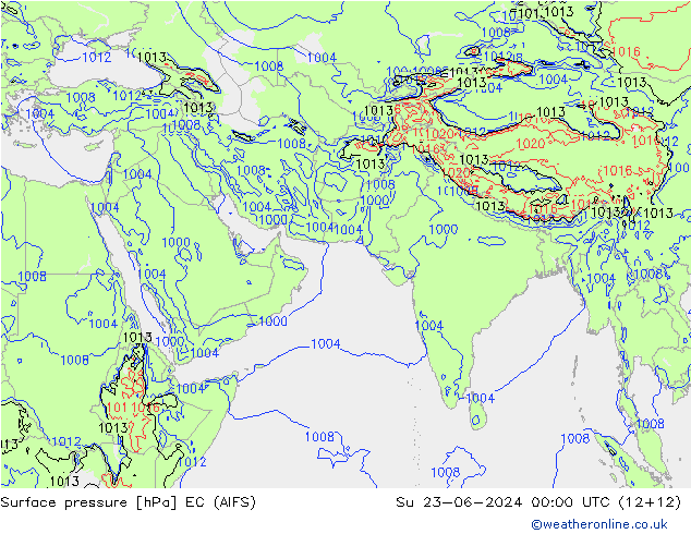 Surface pressure EC (AIFS) Su 23.06.2024 00 UTC