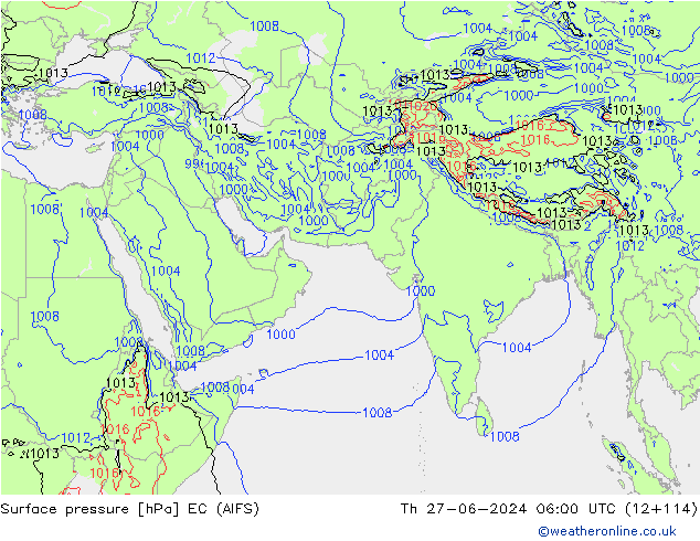 Surface pressure EC (AIFS) Th 27.06.2024 06 UTC