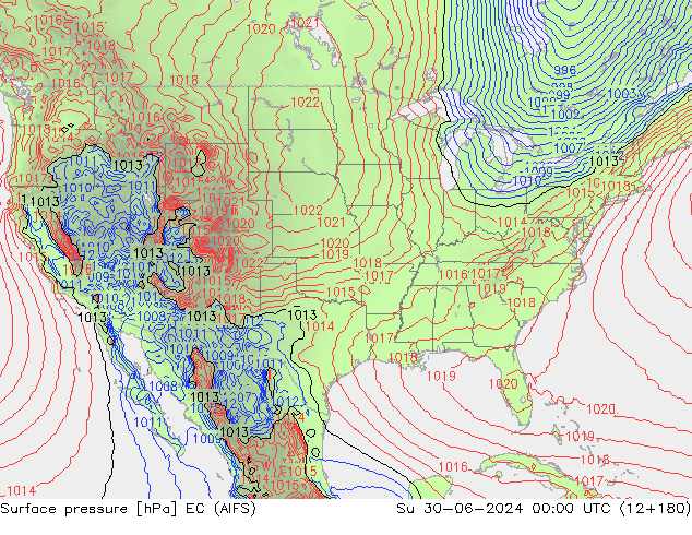 Surface pressure EC (AIFS) Su 30.06.2024 00 UTC