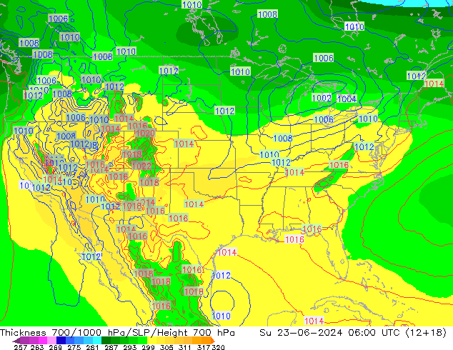 Thck 700-1000 hPa EC (AIFS)  23.06.2024 06 UTC