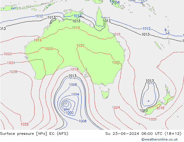 Pressione al suolo EC (AIFS) dom 23.06.2024 06 UTC