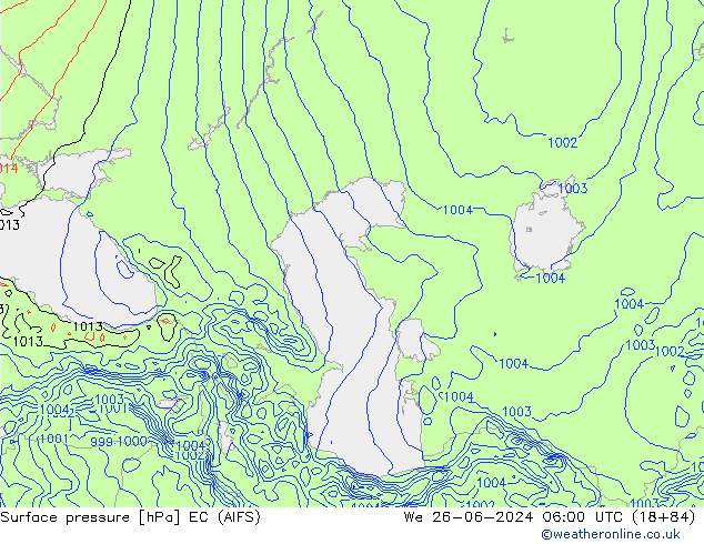 Surface pressure EC (AIFS) We 26.06.2024 06 UTC