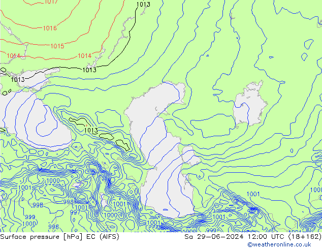 ciśnienie EC (AIFS) so. 29.06.2024 12 UTC