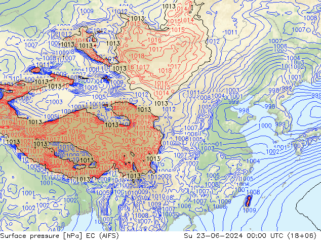 地面气压 EC (AIFS) 星期日 23.06.2024 00 UTC