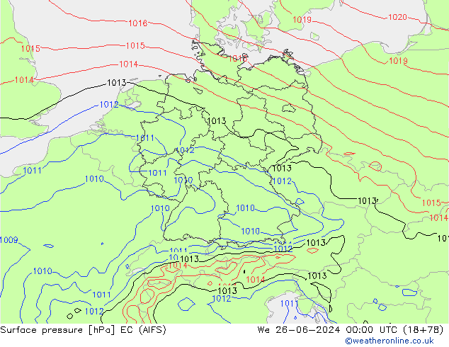 pressão do solo EC (AIFS) Qua 26.06.2024 00 UTC