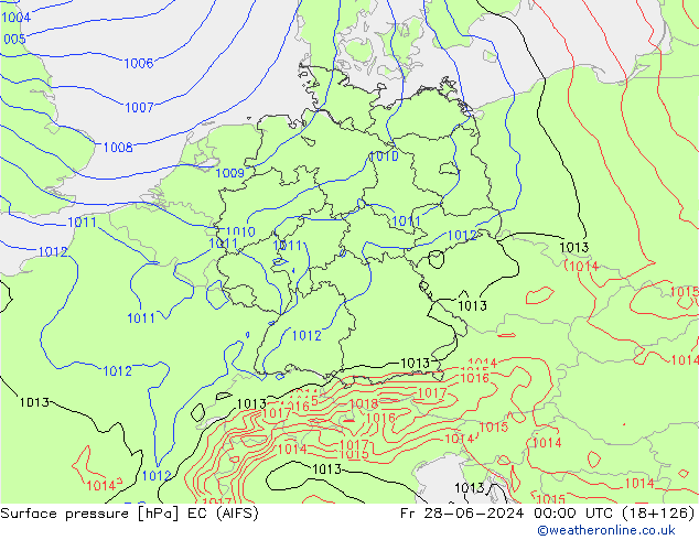 приземное давление EC (AIFS) пт 28.06.2024 00 UTC