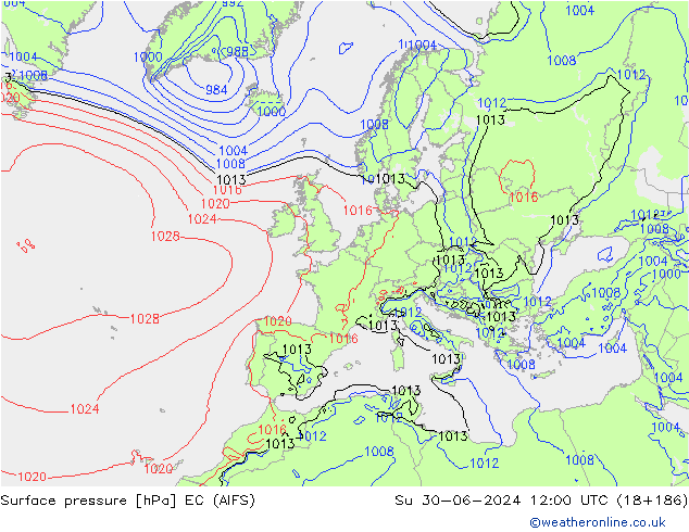 приземное давление EC (AIFS) Вс 30.06.2024 12 UTC