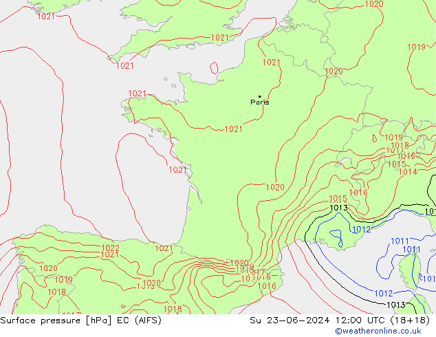 Luchtdruk (Grond) EC (AIFS) zo 23.06.2024 12 UTC