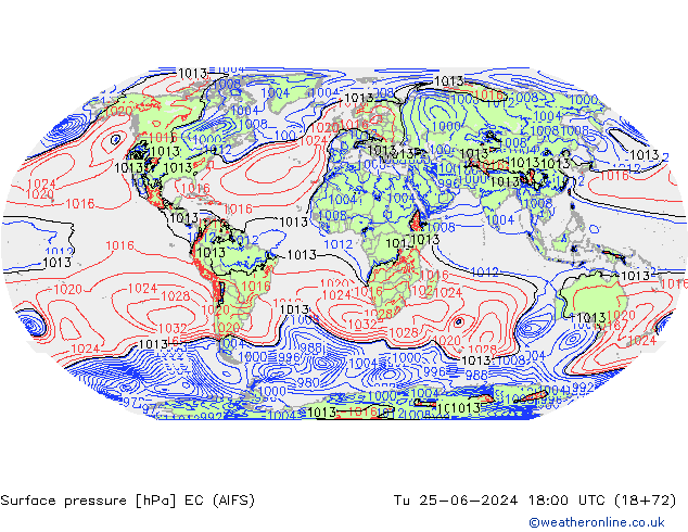 ciśnienie EC (AIFS) wto. 25.06.2024 18 UTC