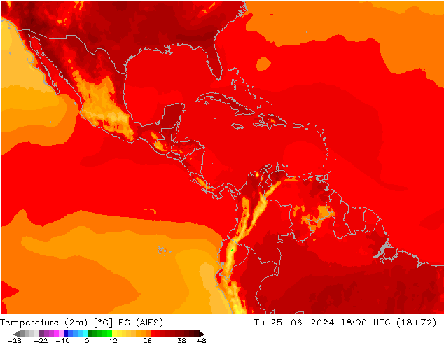 Temperatura (2m) EC (AIFS) mar 25.06.2024 18 UTC