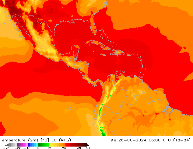 Temperature (2m) EC (AIFS) We 26.06.2024 06 UTC