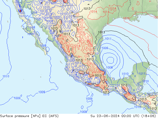 Surface pressure EC (AIFS) Su 23.06.2024 00 UTC