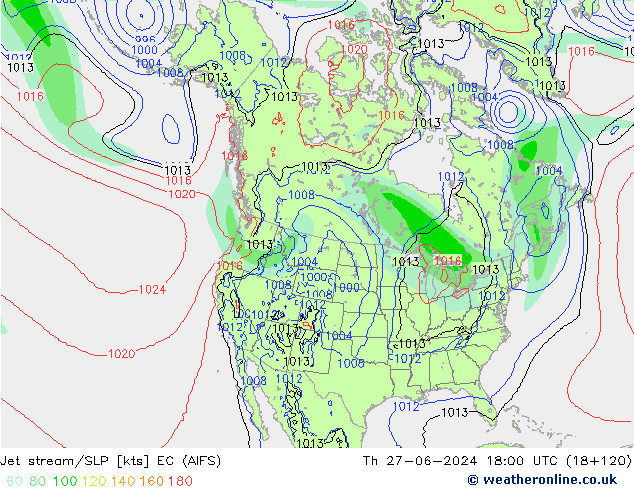 Jet stream/SLP EC (AIFS) Th 27.06.2024 18 UTC