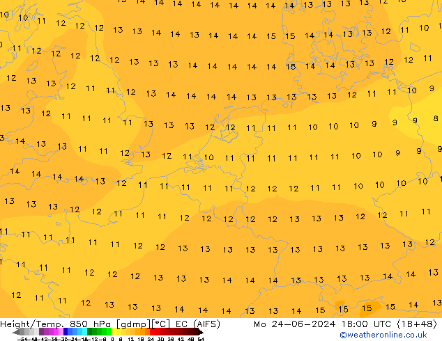 Height/Temp. 850 hPa EC (AIFS) Mo 24.06.2024 18 UTC