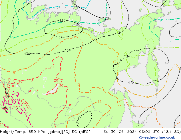 Height/Temp. 850 hPa EC (AIFS) Su 30.06.2024 06 UTC