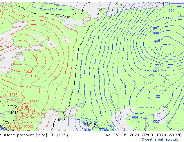 Presión superficial EC (AIFS) mié 26.06.2024 00 UTC