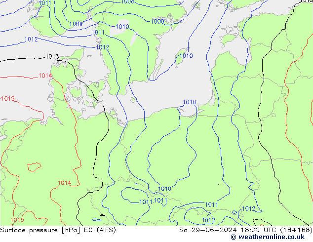 Pressione al suolo EC (AIFS) sab 29.06.2024 18 UTC