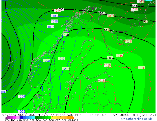 Thck 500-1000hPa EC (AIFS) Fr 28.06.2024 06 UTC