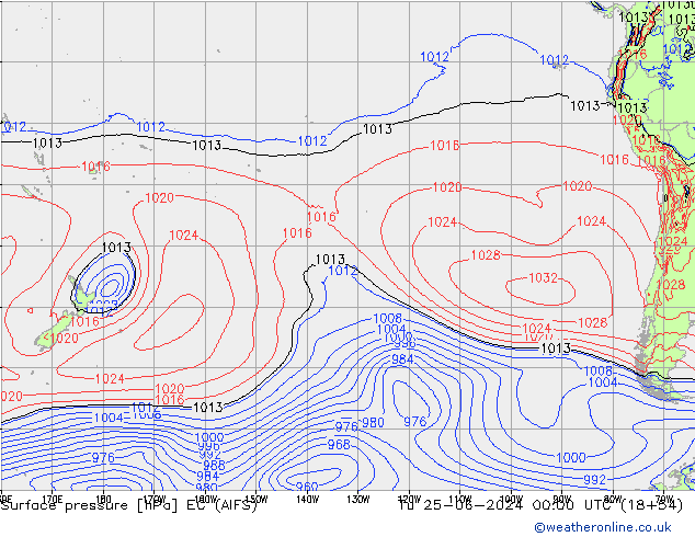 Atmosférický tlak EC (AIFS) Út 25.06.2024 00 UTC