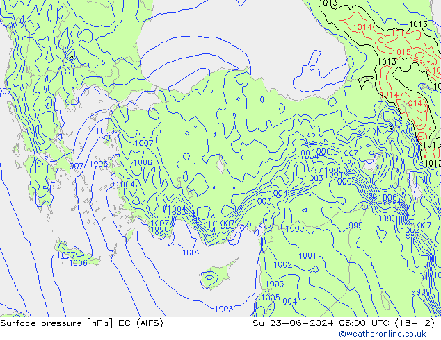 Surface pressure EC (AIFS) Su 23.06.2024 06 UTC