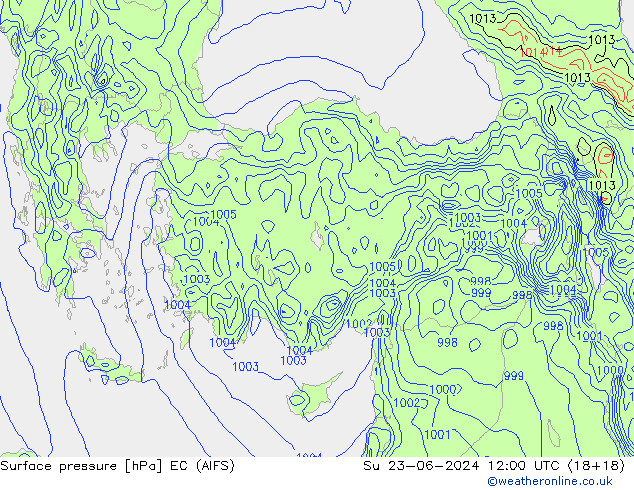 Pressione al suolo EC (AIFS) dom 23.06.2024 12 UTC