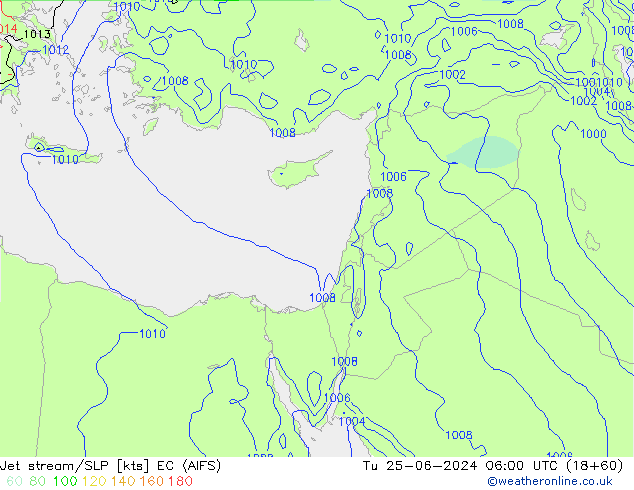 джет/приземное давление EC (AIFS) вт 25.06.2024 06 UTC