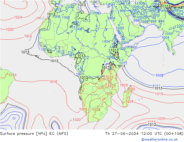 Surface pressure EC (AIFS) Th 27.06.2024 12 UTC