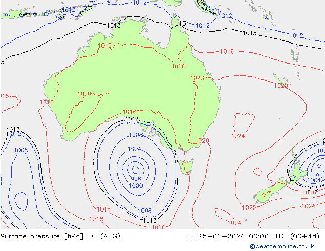 Pressione al suolo EC (AIFS) mar 25.06.2024 00 UTC