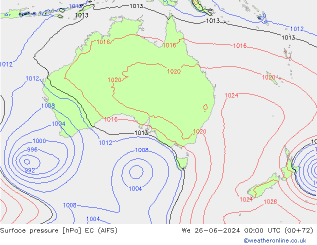 ciśnienie EC (AIFS) śro. 26.06.2024 00 UTC