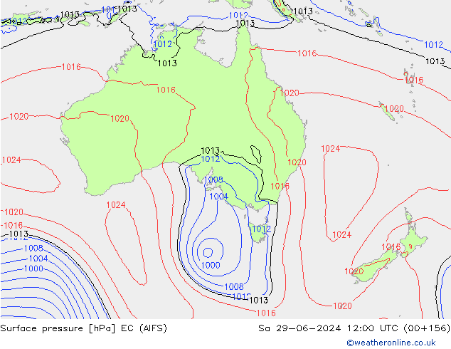 Atmosférický tlak EC (AIFS) So 29.06.2024 12 UTC