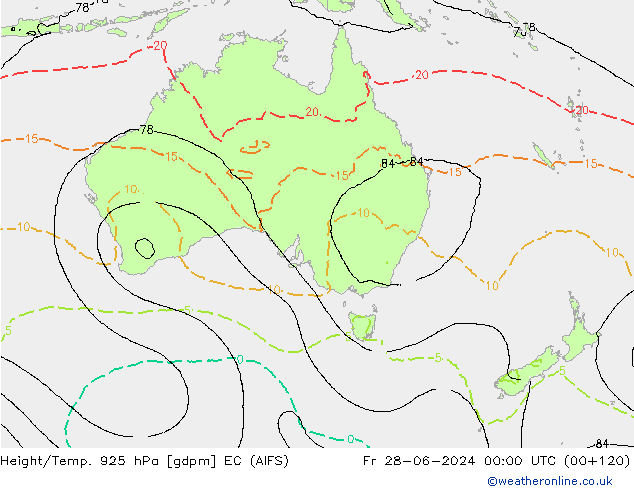 Height/Temp. 925 hPa EC (AIFS) Fr 28.06.2024 00 UTC