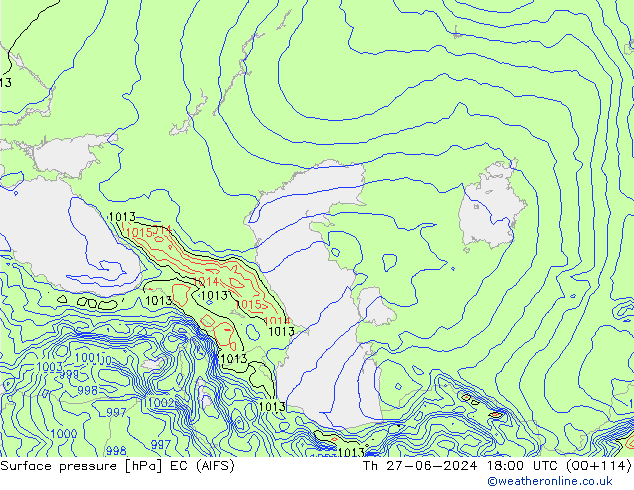 Surface pressure EC (AIFS) Th 27.06.2024 18 UTC