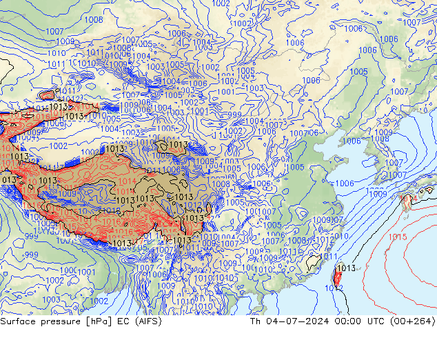 地面气压 EC (AIFS) 星期四 04.07.2024 00 UTC