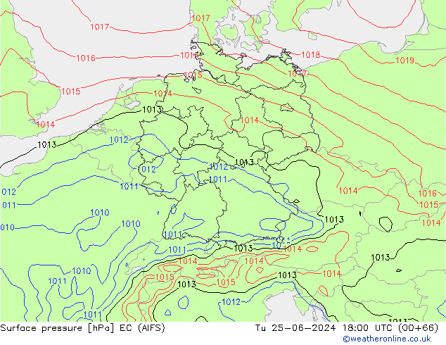 ciśnienie EC (AIFS) wto. 25.06.2024 18 UTC