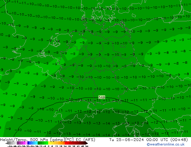 Height/Temp. 500 hPa EC (AIFS) Di 25.06.2024 00 UTC