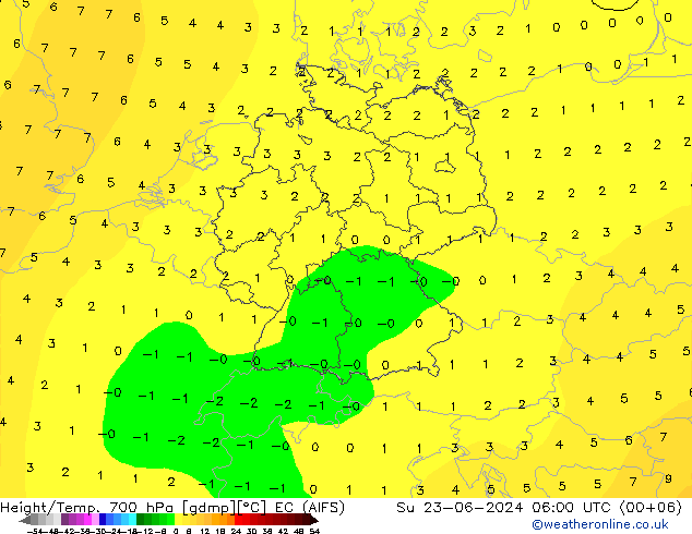 Height/Temp. 700 hPa EC (AIFS) So 23.06.2024 06 UTC