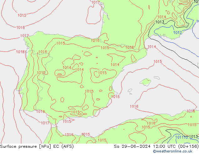 Surface pressure EC (AIFS) Sa 29.06.2024 12 UTC